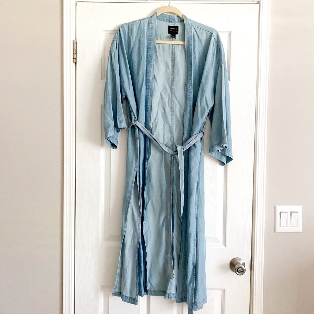 Forever21 Chambray Longline Kimono